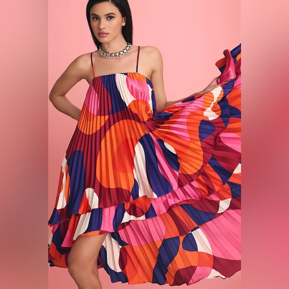 Hutch Tiered High-Low Pleated Dress Anthropologie